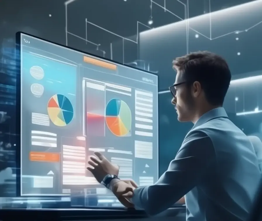 Marque analysant son audience avec graphiques et profils clients pour créer un contenu engageant