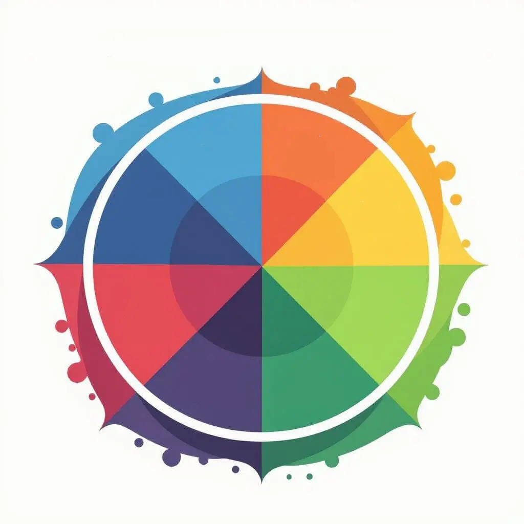 Infographie sur la psychologie des couleurs montrant un cercle chromatique avec les émotions associées : bleu confiance, rouge énergie, jaune optimisme, vert équilibre, violet imagination et noir élégance.